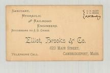 Elliot, Brooks & Co. Sanitary, Hydraulic and Railroad Engineers - Copy 6, Perkins Collection 1850 to 1900 Advertising Cards